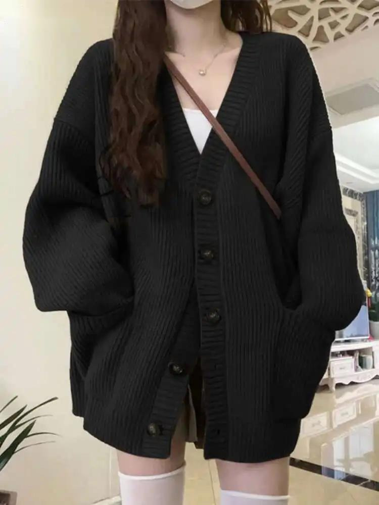 Wool Coat Peacoat - Kardigan Longgar Wanita Lengan Panjang Kerah
