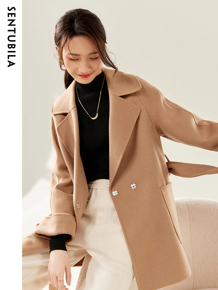SENTUBILA Mantel Wol Musim Din - Wool Coat Peacoat ulasan dan harga