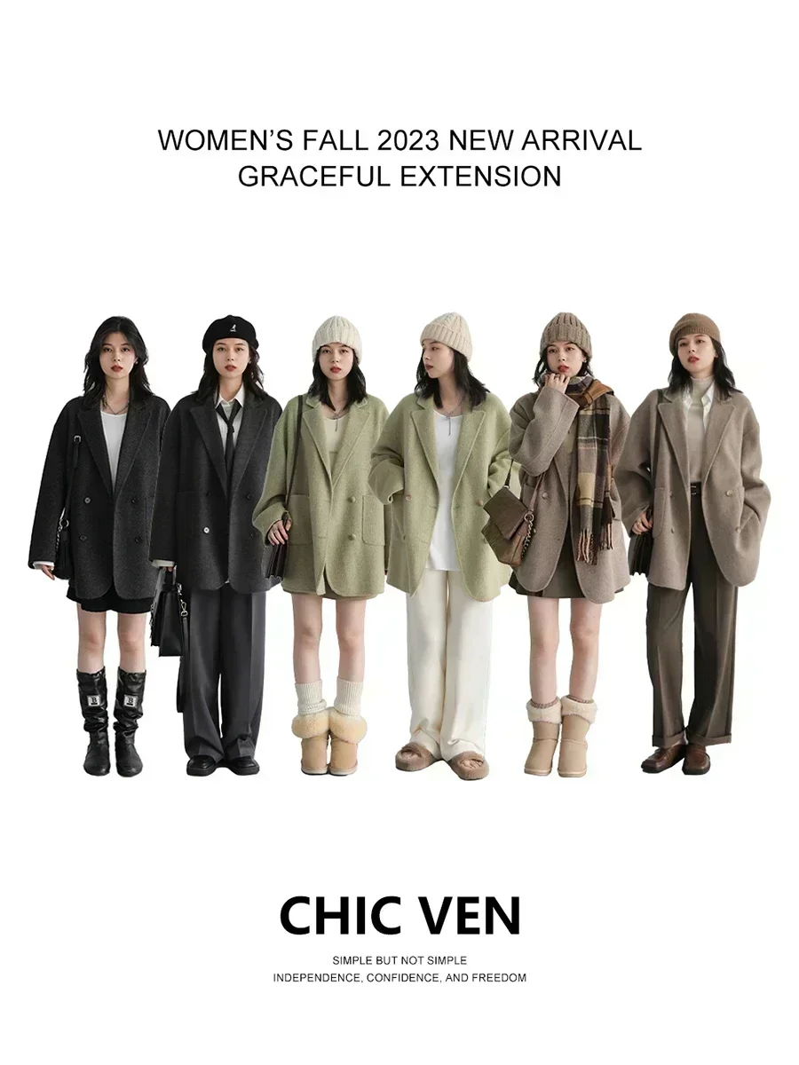 CHIC VEN Mantel Wol Wanita Lon - Wool Coat Peacoat ulasan dan harga