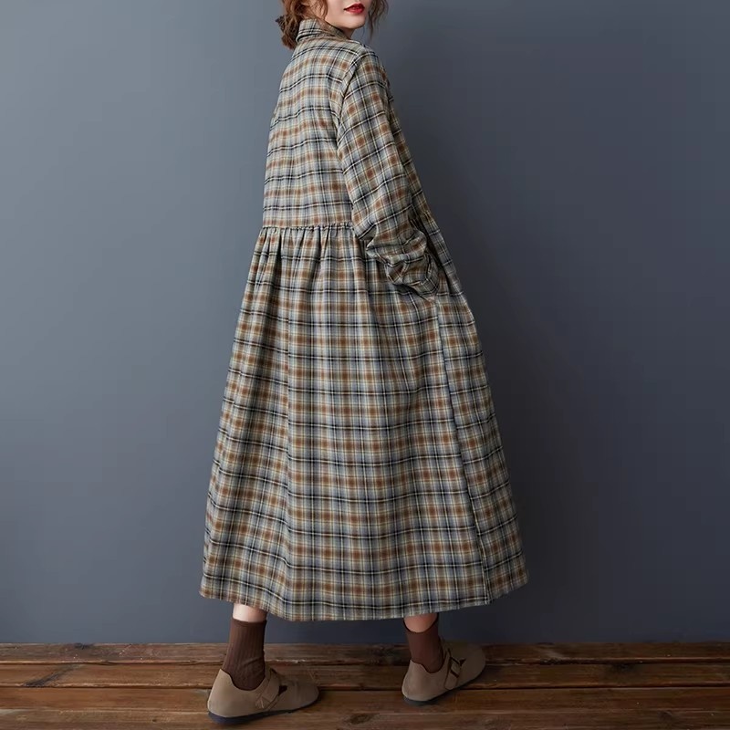 Gaun Kemeja Kotak-kotak Retro  - Flannel Shirt Lined ulasan dan harga