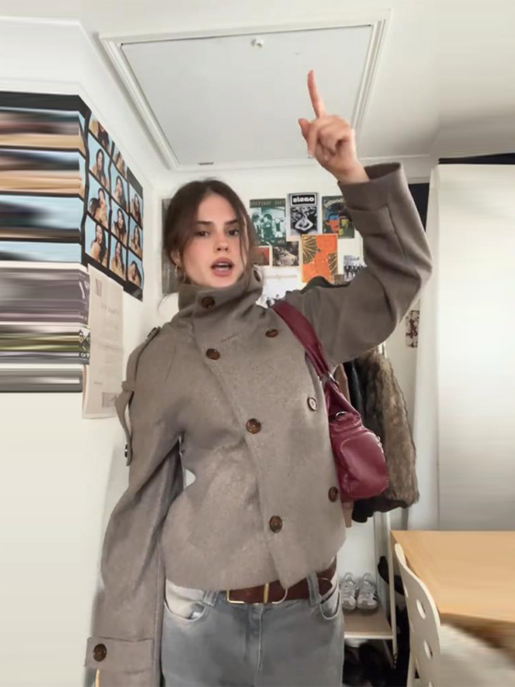 Jaket Wanita Kerah Tinggi Pend - Wool Coat Peacoat ulasan dan harga