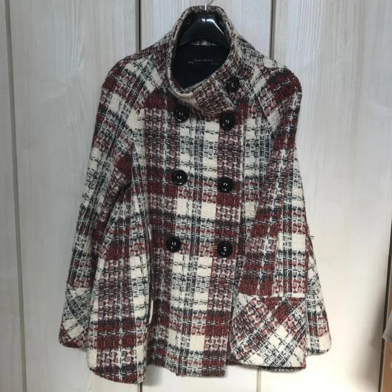 Mantel Wanita Motif Kotak-kota - Wool Coat Peacoat ulasan dan harga